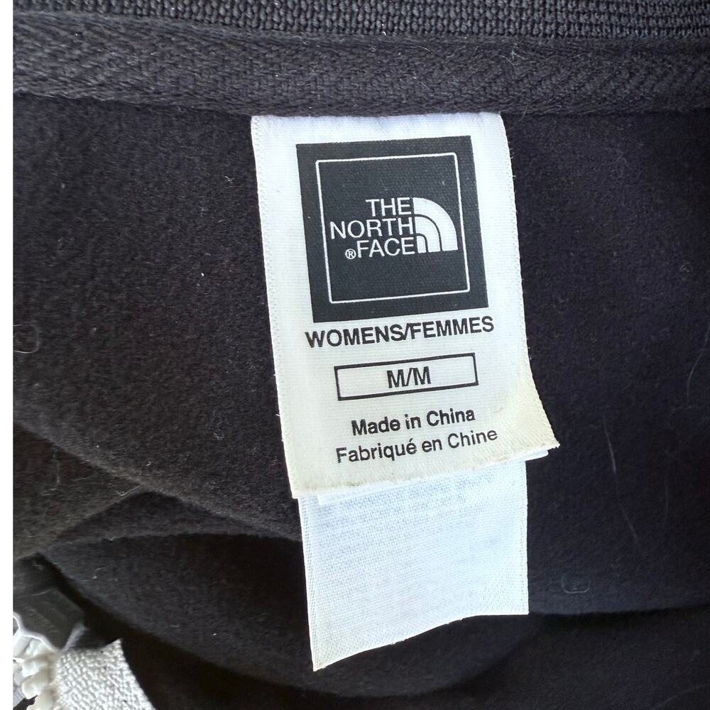 THE NORTH FACE black white contrast zip up satin athleisure mock track jacket - Picture 7 of 7
